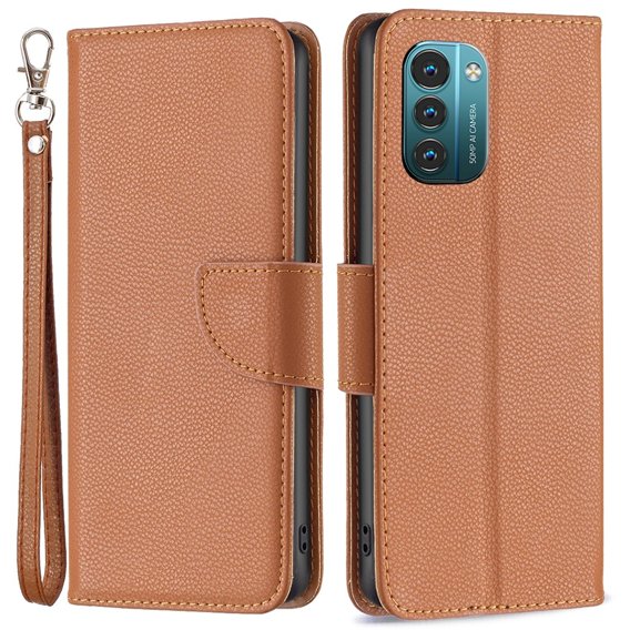 Θήκη με πτερύγιο για Nokia G11 / G21, Litchi Wallet Case, καφέ