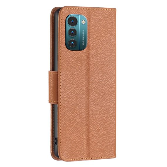 Θήκη με πτερύγιο για Nokia G11 / G21, Litchi Wallet Case, καφέ