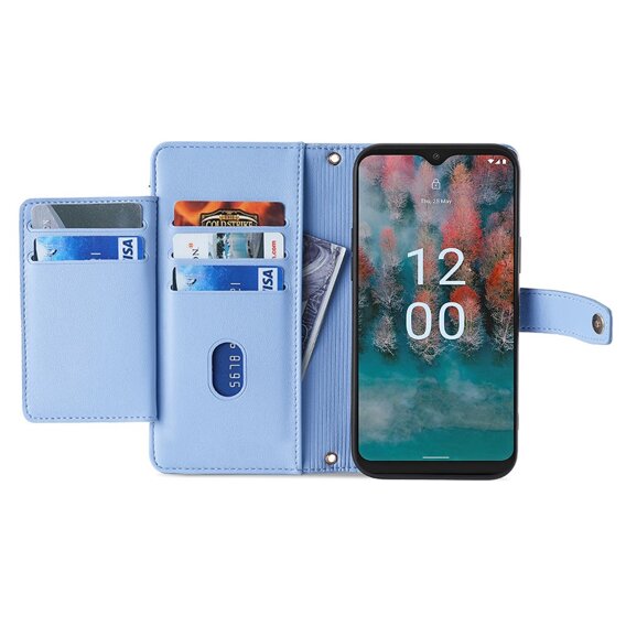 Θήκη με πτερύγιο για Nokia G42, Wallet Zipper Pocket, μπλε