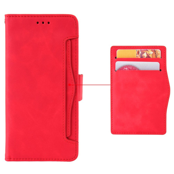 Θήκη με πτερύγιο για OnePlus 12 5G, Card Slot, κόκκινη