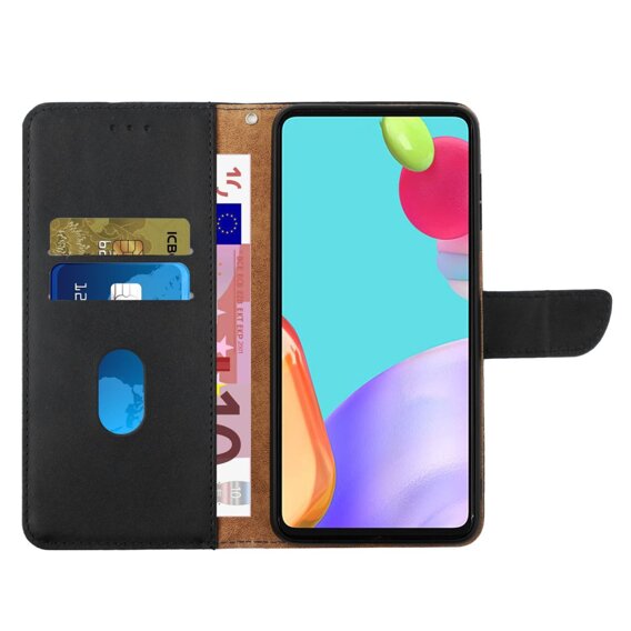 Θήκη με πτερύγιο για OnePlus 12 5G, Split Leather Wallet, μαύρη