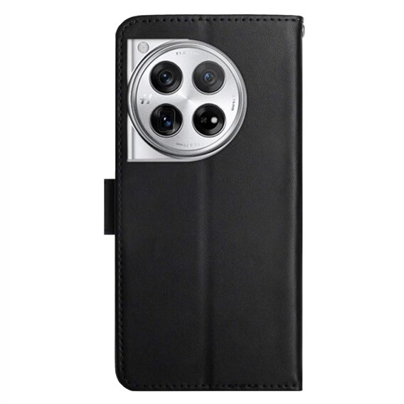 Θήκη με πτερύγιο για OnePlus 12 5G, Split Leather Wallet, μαύρη