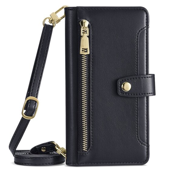 Θήκη με πτερύγιο για OnePlus 12 5G, Wallet Zipper Pocket, μαύρη