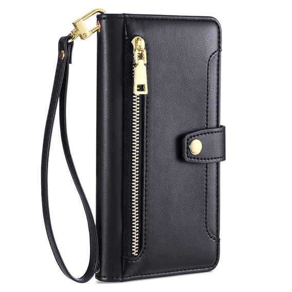 Θήκη με πτερύγιο για OnePlus 12 5G, Wallet Zipper Pocket, μαύρη