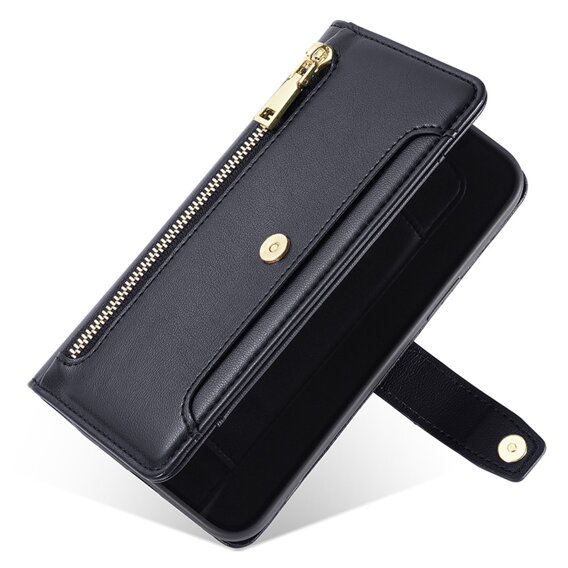 Θήκη με πτερύγιο για OnePlus 12 5G, Wallet Zipper Pocket, μαύρη