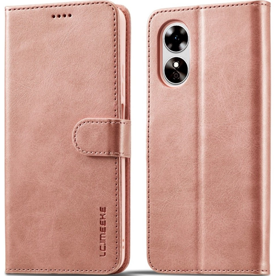 Θήκη με πτερύγιο για Oppo A17, LC.IMEEKE, ροζ rose gold