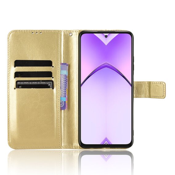 Θήκη με πτερύγιο για Oppo A80, Crazy Horse Wallet, χρυσή