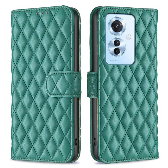 Θήκη με πτερύγιο για Oppo Reno 11F 5G, Wallet, BINFEN COLOR, πράσινη