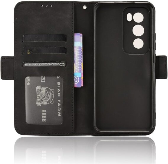 Θήκη με πτερύγιο για Oppo Reno 12 Pro, Card Slot, μαύρη