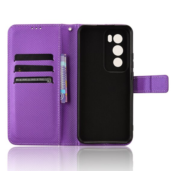 Θήκη με πτερύγιο για Oppo Reno 12, Wallet Smart Magnet, μωβ