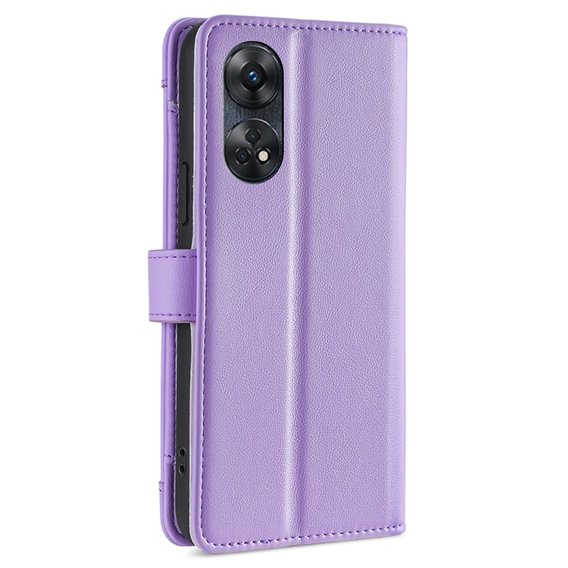 Θήκη με πτερύγιο για Oppo Reno8 T 4G, Wallet Zipper Pocket, μωβ