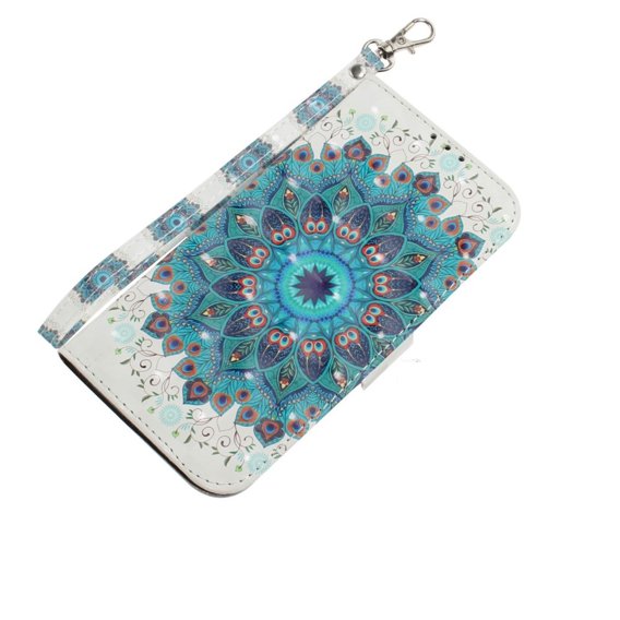 Θήκη με πτερύγιο για Oppo Reno8 T 4G, Wallet mandala, λευκή