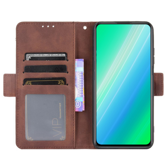 Θήκη με πτερύγιο για Poco F5 Pro 5G, Card Slot, καφέ