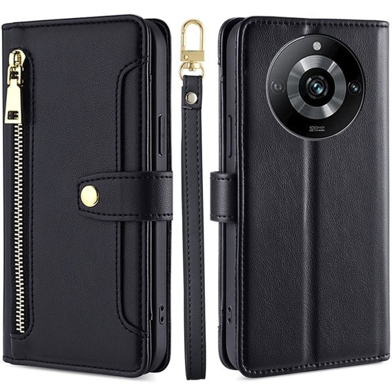 Θήκη με πτερύγιο για Realme 11 Pro 5G / Pro+ 5G, Wallet Zipper Pocket, μαύρη