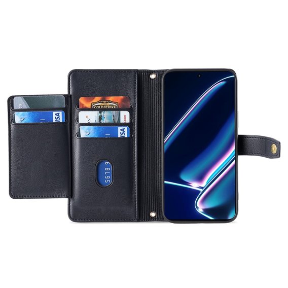 Θήκη με πτερύγιο για Realme 11 Pro 5G / Pro+ 5G, Wallet Zipper Pocket, μαύρη