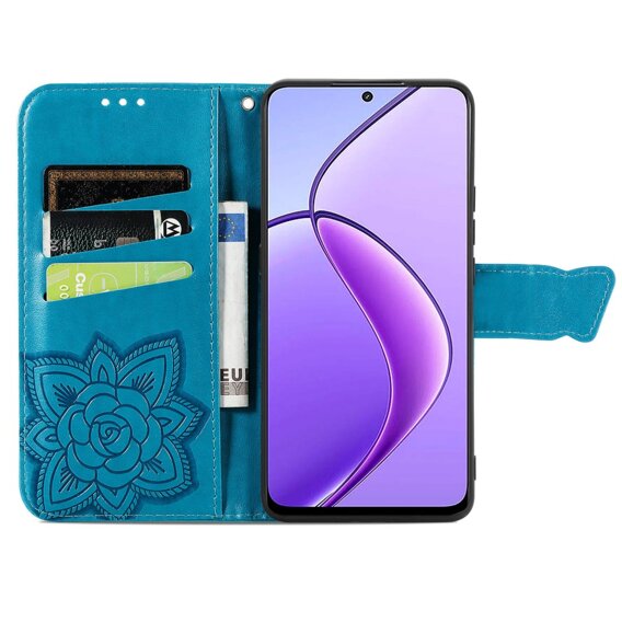 Θήκη με πτερύγιο για Realme 12, Butterfly, μπλε