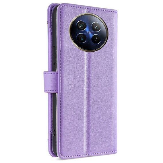 Θήκη με πτερύγιο για Realme 12, Wallet Zipper Pocket, μωβ