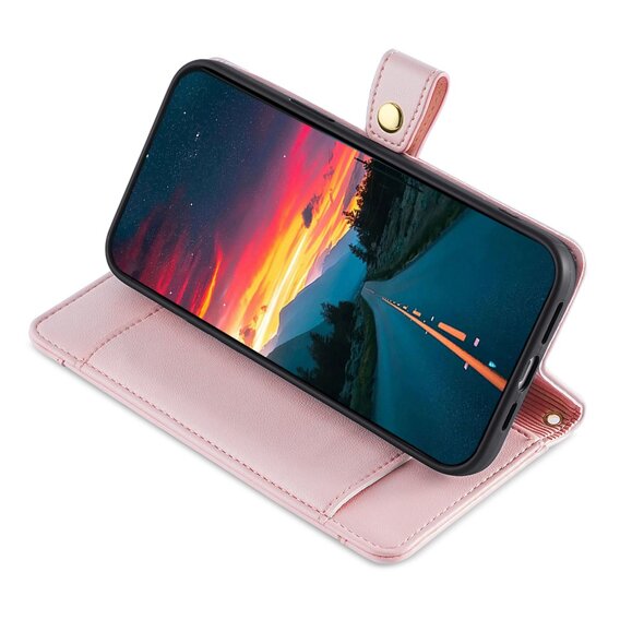 Θήκη με πτερύγιο για Realme 12, Wallet Zipper Pocket, ροζ