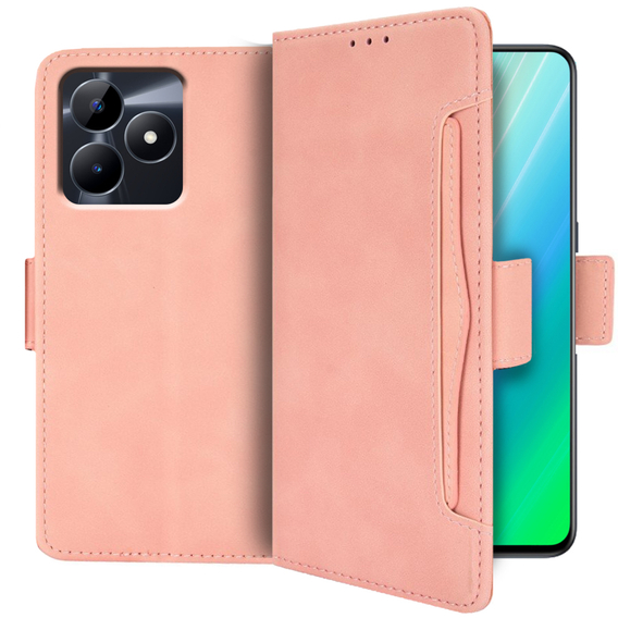 Θήκη με πτερύγιο για Realme C51, Card Slot, ροζ