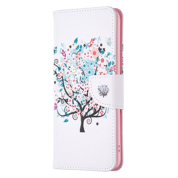 Θήκη με πτερύγιο για Realme C55, Wallet, colorful tree, λευκή