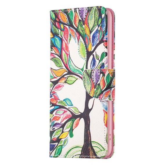 Θήκη με πτερύγιο για Realme C55, Wallet, tree of life, λευκή