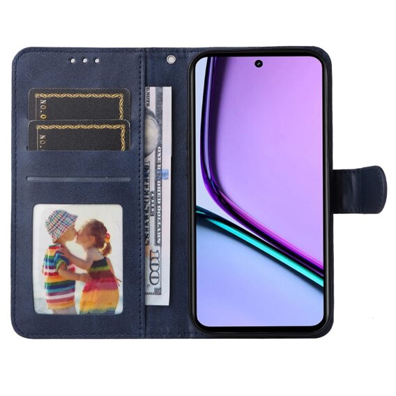 Θήκη με πτερύγιο για Realme C67, Leather Wallet, σκούρο μπλε