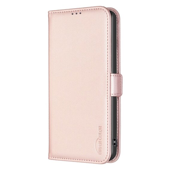 Θήκη με πτερύγιο για Samsung Galaxy A15, BINFEN Wallet, ροζ rose gold + γυαλί 9H 