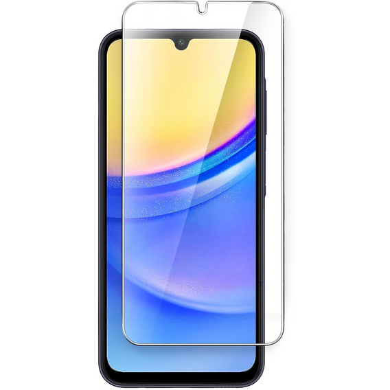 Θήκη με πτερύγιο για Samsung Galaxy A15, Butterfly Flower, μπλε + γυαλί 9H  