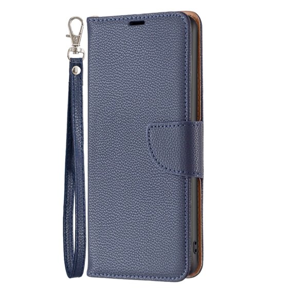 Θήκη με πτερύγιο για Samsung Galaxy A15, Wallet Litchi Leather, μπλε + γυαλί 9H 