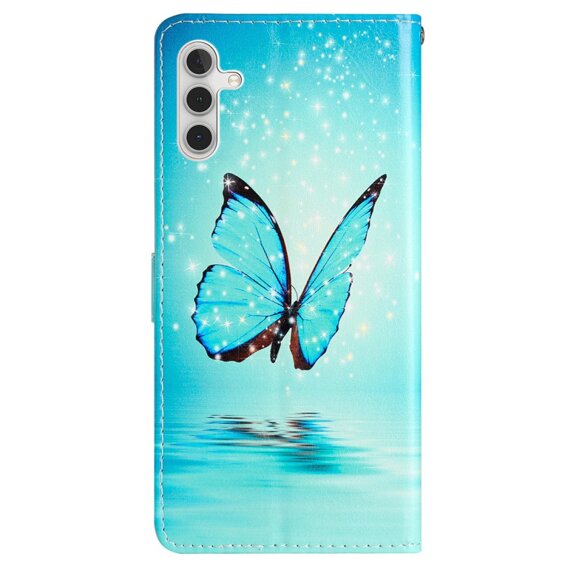 Θήκη με πτερύγιο για Samsung Galaxy A25 5G, Wallet, Butterfly, μπλε + γυαλί 9H 