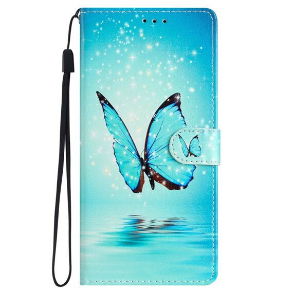 Θήκη με πτερύγιο για Samsung Galaxy A25 5G, Wallet, Butterfly, μπλε + γυαλί 9H 