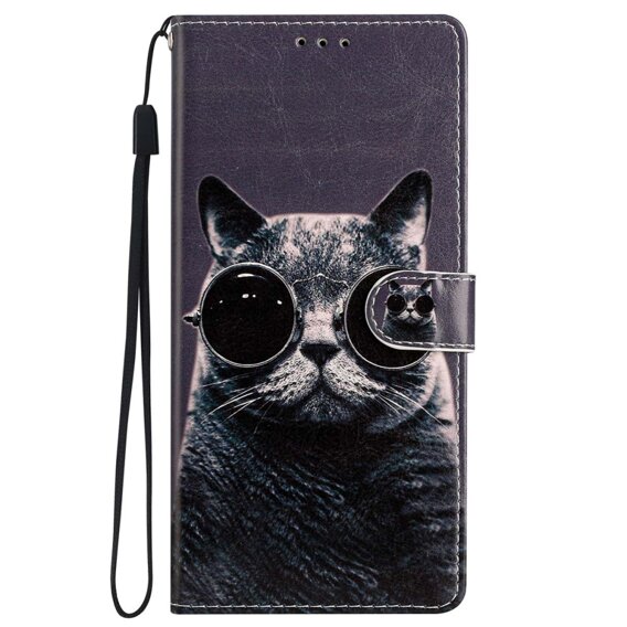 Θήκη με πτερύγιο για Samsung Galaxy A25 5G, Wallet, Cat, μαύρη+ γυαλί 9H