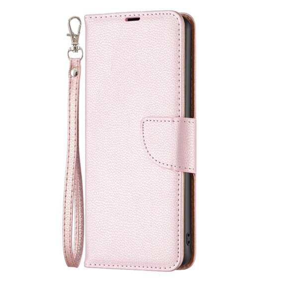 Θήκη με πτερύγιο για Samsung Galaxy A25 5G, Wallet Litchi Leather, ροζ + γυαλί 9H 