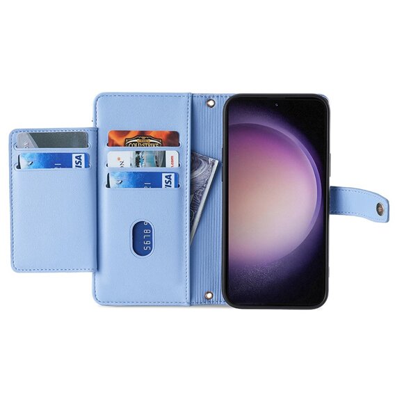 Θήκη με πτερύγιο για Samsung Galaxy A25 5G, Wallet Zipper Pocket, μπλε