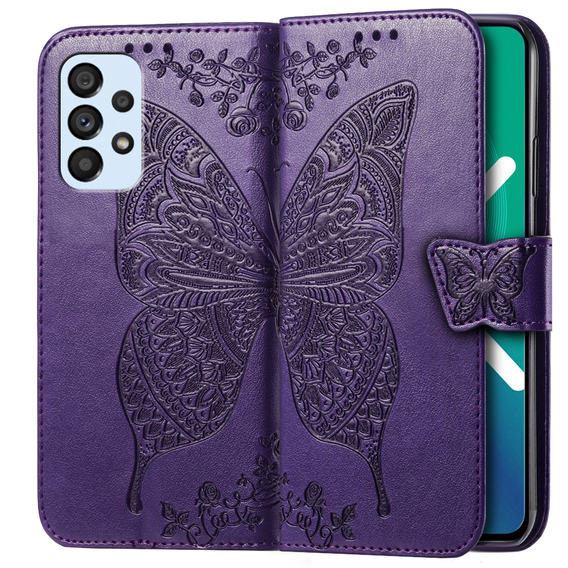 Θήκη με πτερύγιο για Samsung Galaxy A53 5G, Butterfly, μωβ