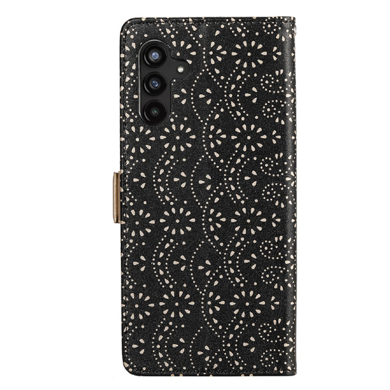 Θήκη με πτερύγιο για Samsung Galaxy A54 5G, Wallet Pocket, Zipper Lace, μαύρη