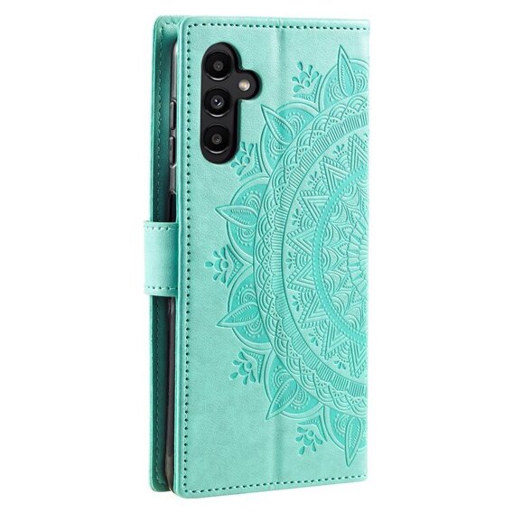 Θήκη με πτερύγιο για Samsung Galaxy A55 5G, Mandala Flower, πράσινη