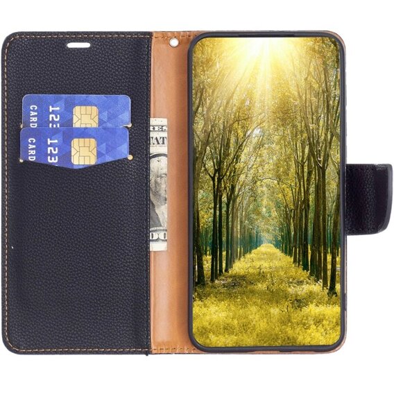 Θήκη με πτερύγιο για Samsung Galaxy A55 5G, Wallet Litchi Leather, μαύρη