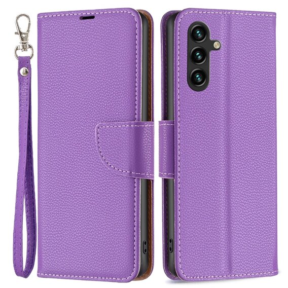 Θήκη με πτερύγιο για Samsung Galaxy A55 5G, Wallet Litchi Leather, μωβ