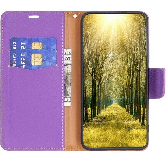 Θήκη με πτερύγιο για Samsung Galaxy A55 5G, Wallet Litchi Leather, μωβ