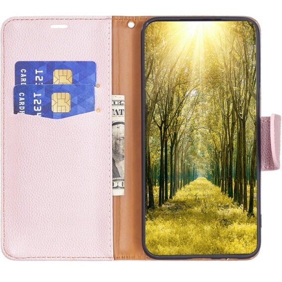 Θήκη με πτερύγιο για Samsung Galaxy A55 5G, Wallet Litchi Leather, ροζ