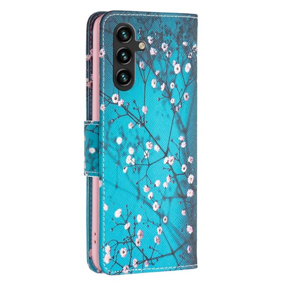 Θήκη με πτερύγιο για Samsung Galaxy A55 5G, Wallet, Sakura, μπλε