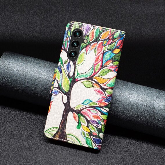 Θήκη με πτερύγιο για Samsung Galaxy A55 5G, Wallet, Tree of life, λευκή