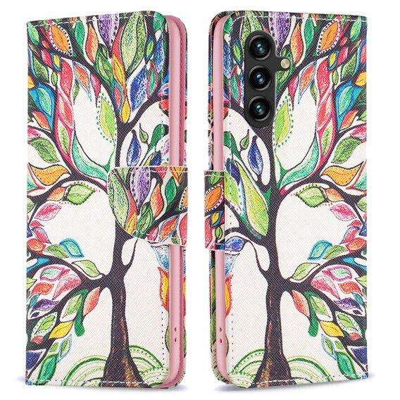 Θήκη με πτερύγιο για Samsung Galaxy A55 5G, Wallet, Tree of life, λευκή