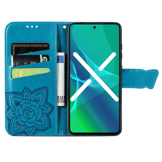 Θήκη με πτερύγιο για Samsung Galaxy M13, Butterfly, μπλε