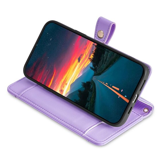 Θήκη με πτερύγιο για Samsung Galaxy M15 5G, Wallet Zipper Pocket, μωβ