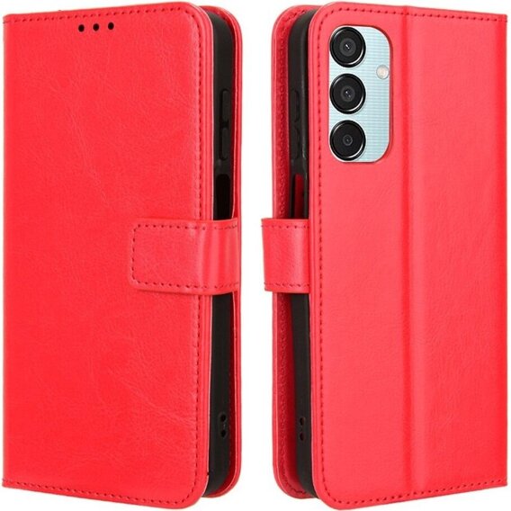 Θήκη με πτερύγιο για Samsung Galaxy M35, Crazy Horse Wallet, κόκκινη