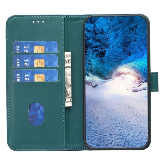 Θήκη με πτερύγιο για Samsung Galaxy S23 FE, BINFEN Wallet, πράσινη + γυαλί 9H 