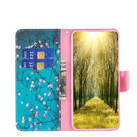 Θήκη με πτερύγιο για Samsung Galaxy S23 FE, Wallet, Sakura, μπλε