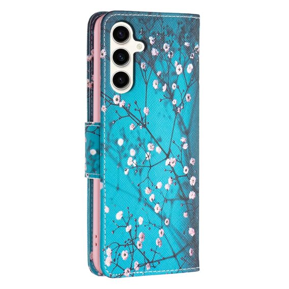 Θήκη με πτερύγιο για Samsung Galaxy S23 FE, Wallet, Sakura, μπλε